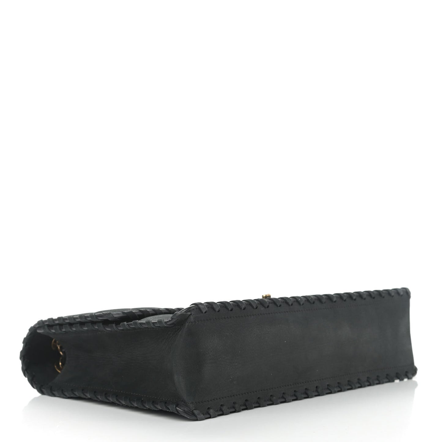 Iridescent Calfskin Jumbo Happy Stitch Flap Black