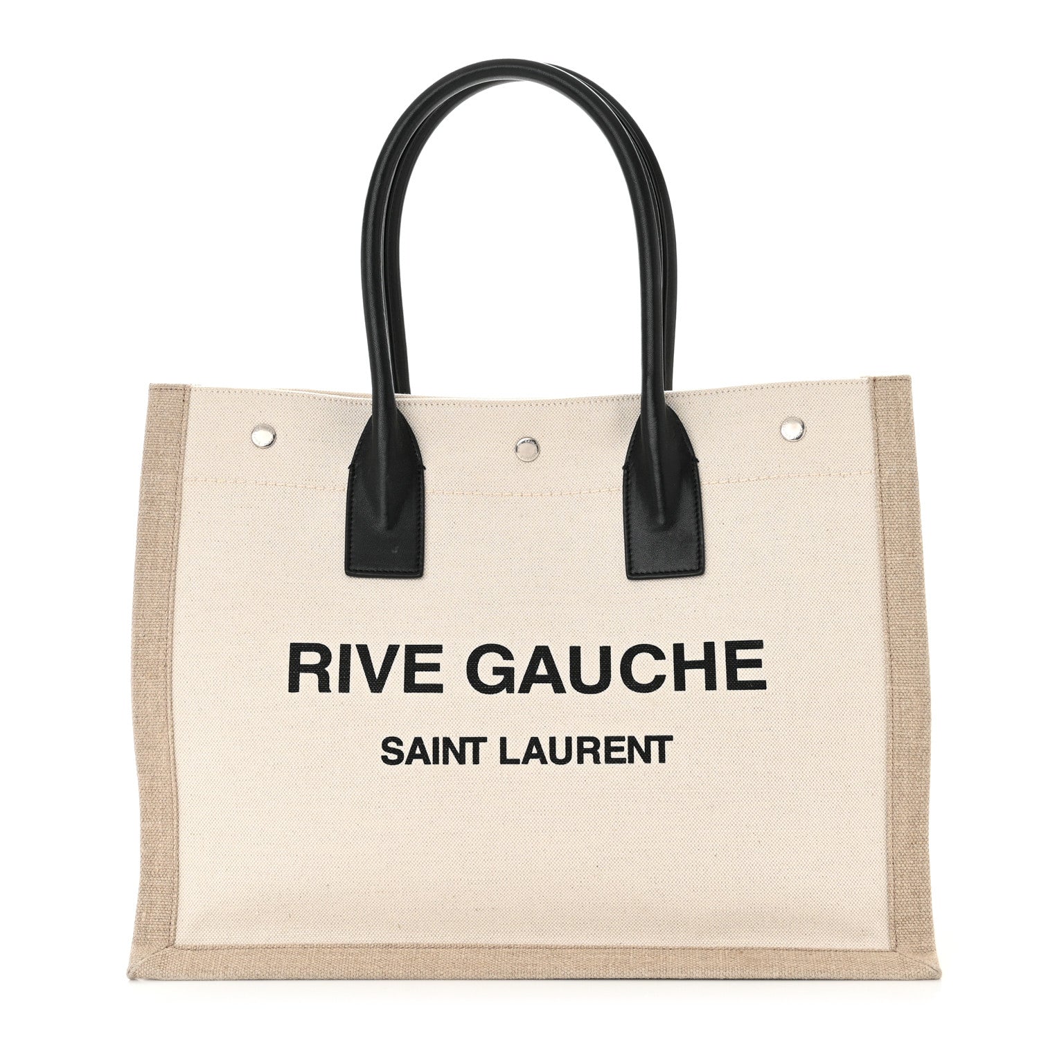 Saint Laurent Linen Calfskin Small Rive Gauche Tote Optic White 1 of 10