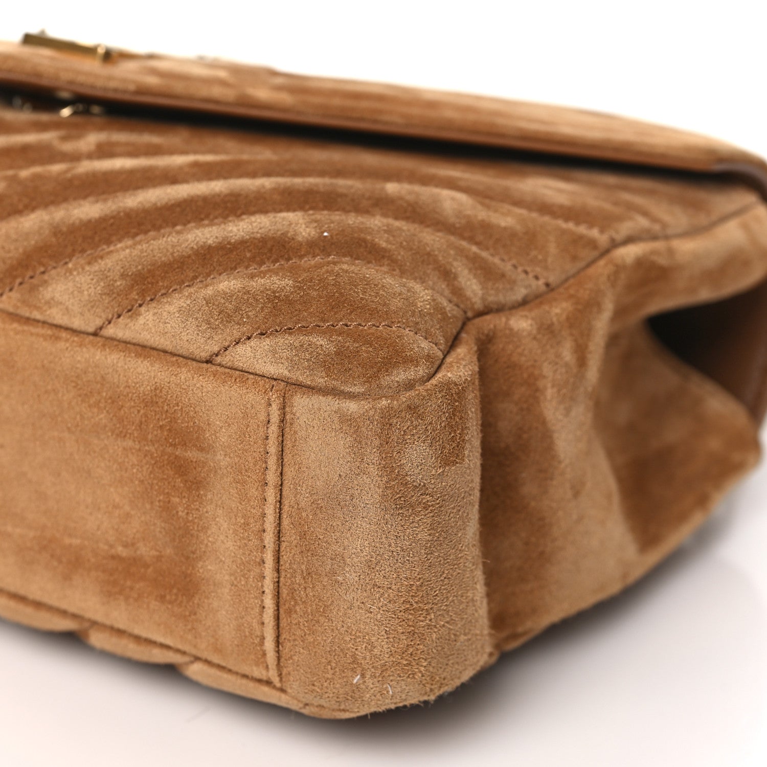 Saint Laurent Suede Matelasse Chevron Monogram Medium College Bag Cinnamon 8 of 8