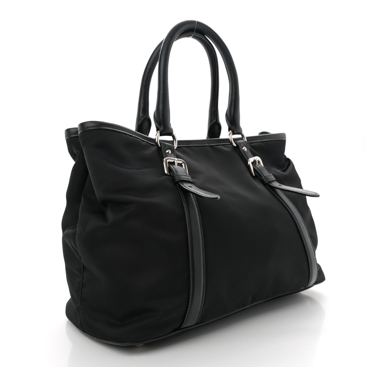 Tessuto Nylon Soft Calf Small Tote Black