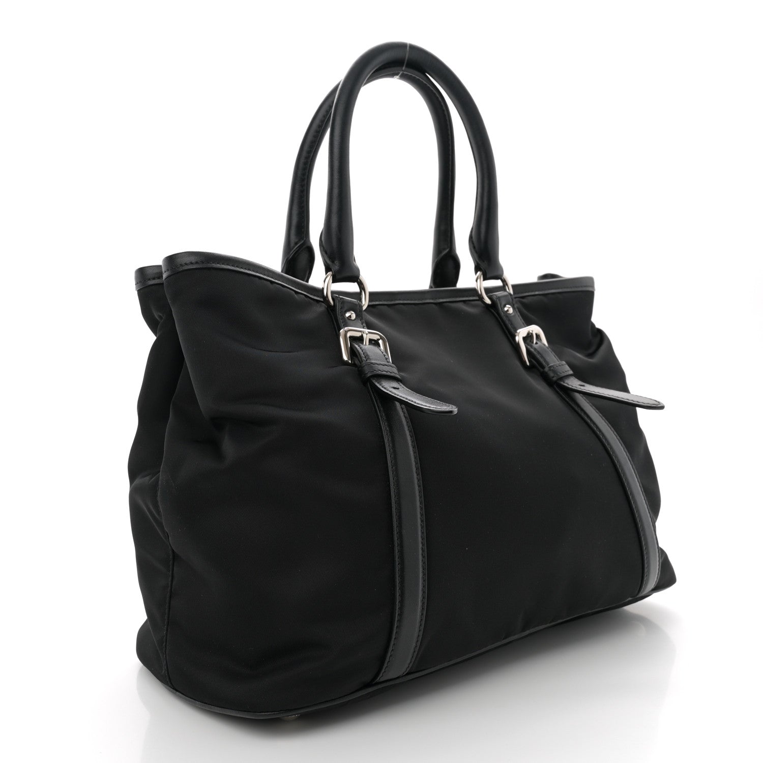 Prada Tessuto Nylon Soft Calf Small Tote Black 2 of 12