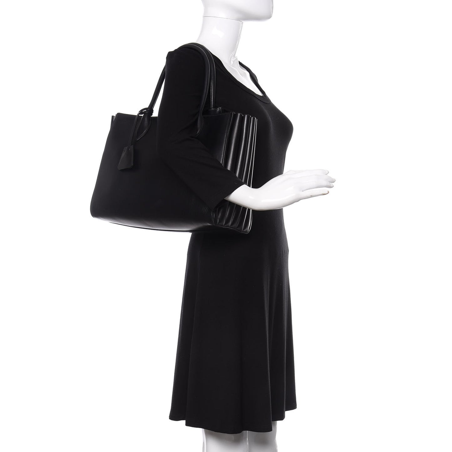 City Calfskin Medium Bibliotheque Tote Black