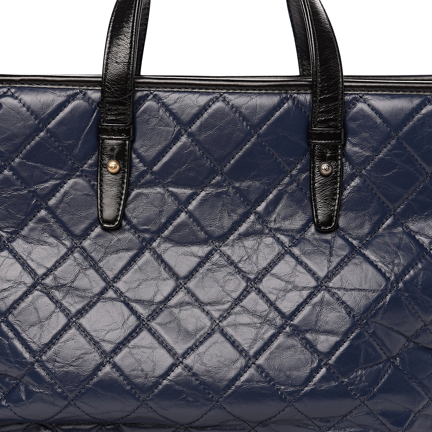 Chanel Aged Calfskin Quilted Large Gabrielle Shopping Tote Navy Black 9 of 9