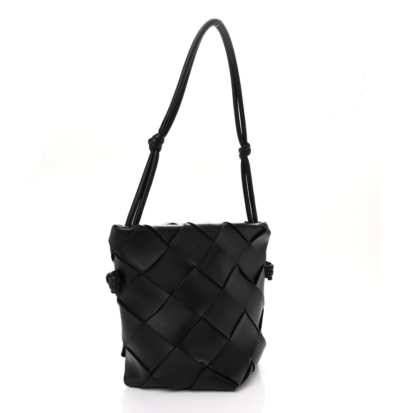 Nappa Maxi Intrecciato Clasp Bucket Bag Black