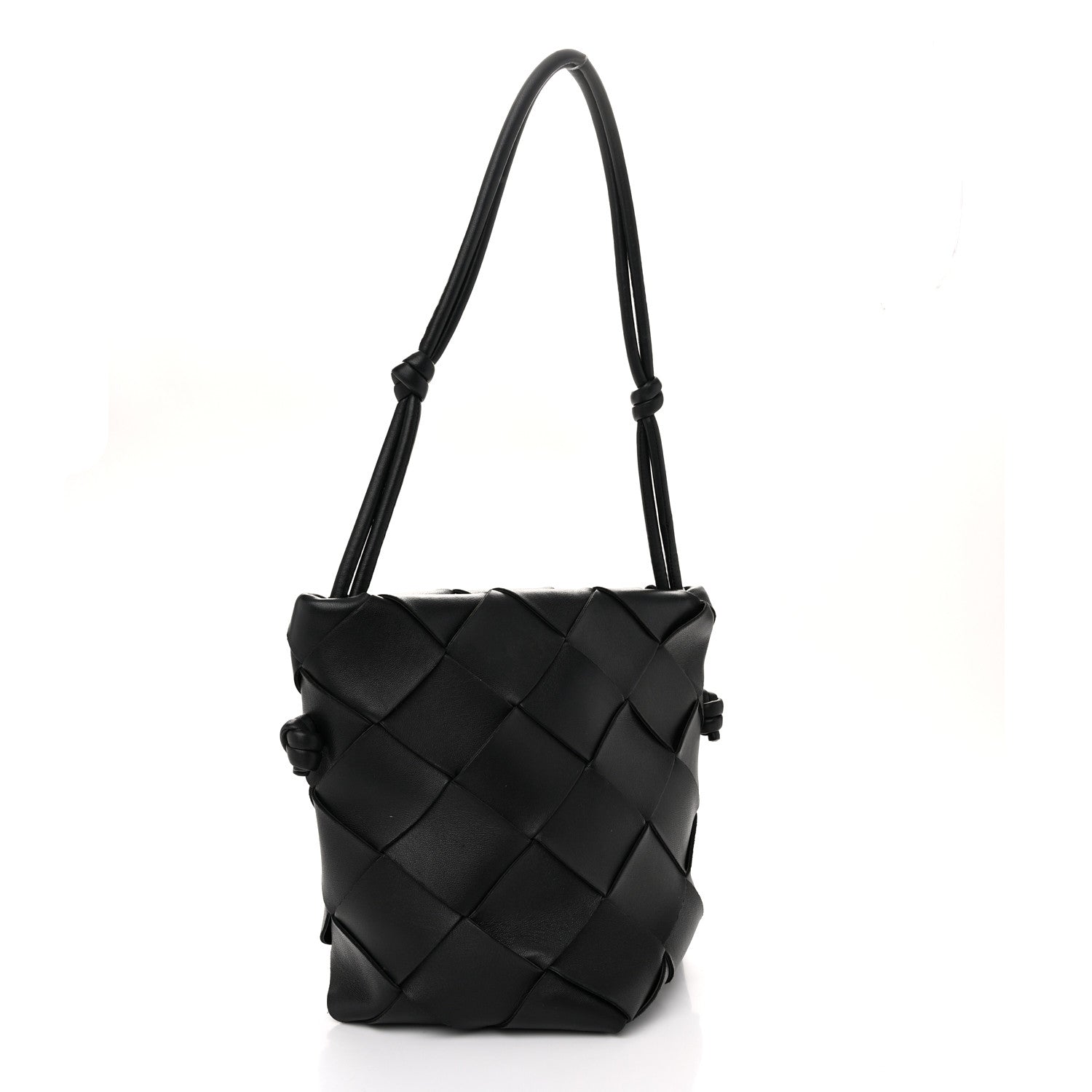 Bottega Veneta Nappa Maxi Intrecciato Clasp Bucket Bag Black 3 of 10