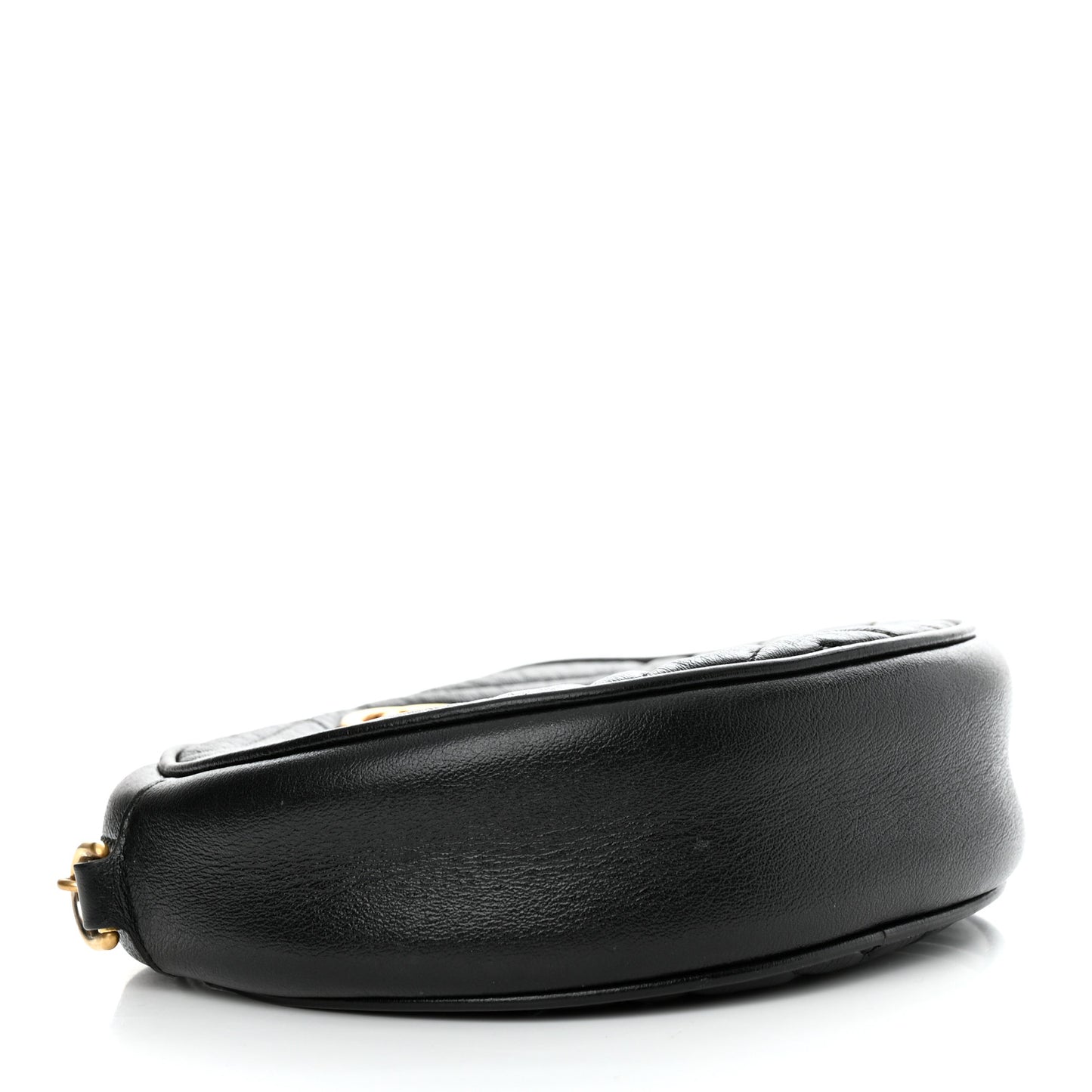 Azalea Calfskin Matelasse Heart Mini GG Marmont Round Shoulder Bag Black