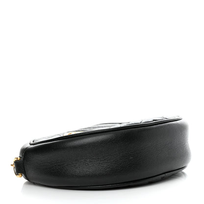 Gucci Azalea Calfskin Matelasse Heart Mini GG Marmont Round Shoulder Bag Black 4 of 10