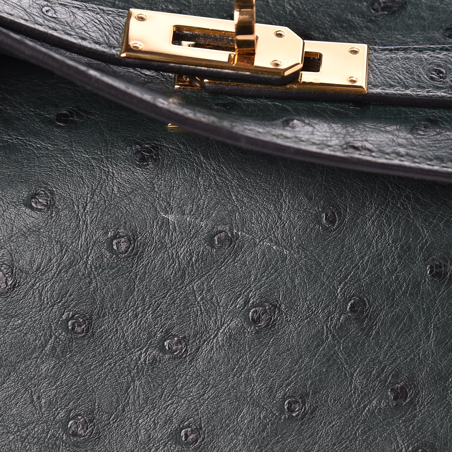 Ostrich Kelly Longue Wallet Vert Titien