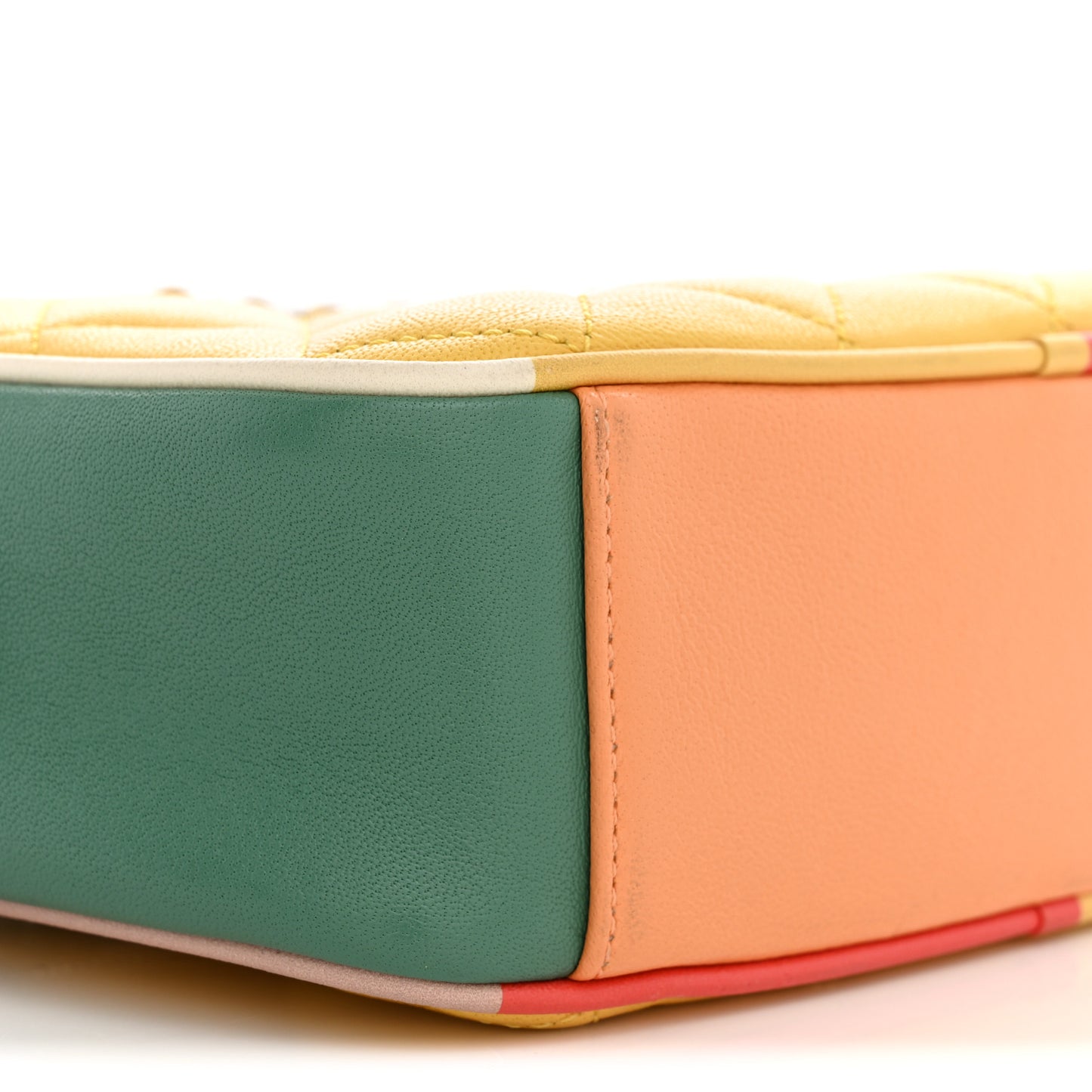 Calfskin Quilted Cuba Camera Bag Yellow Multicolor