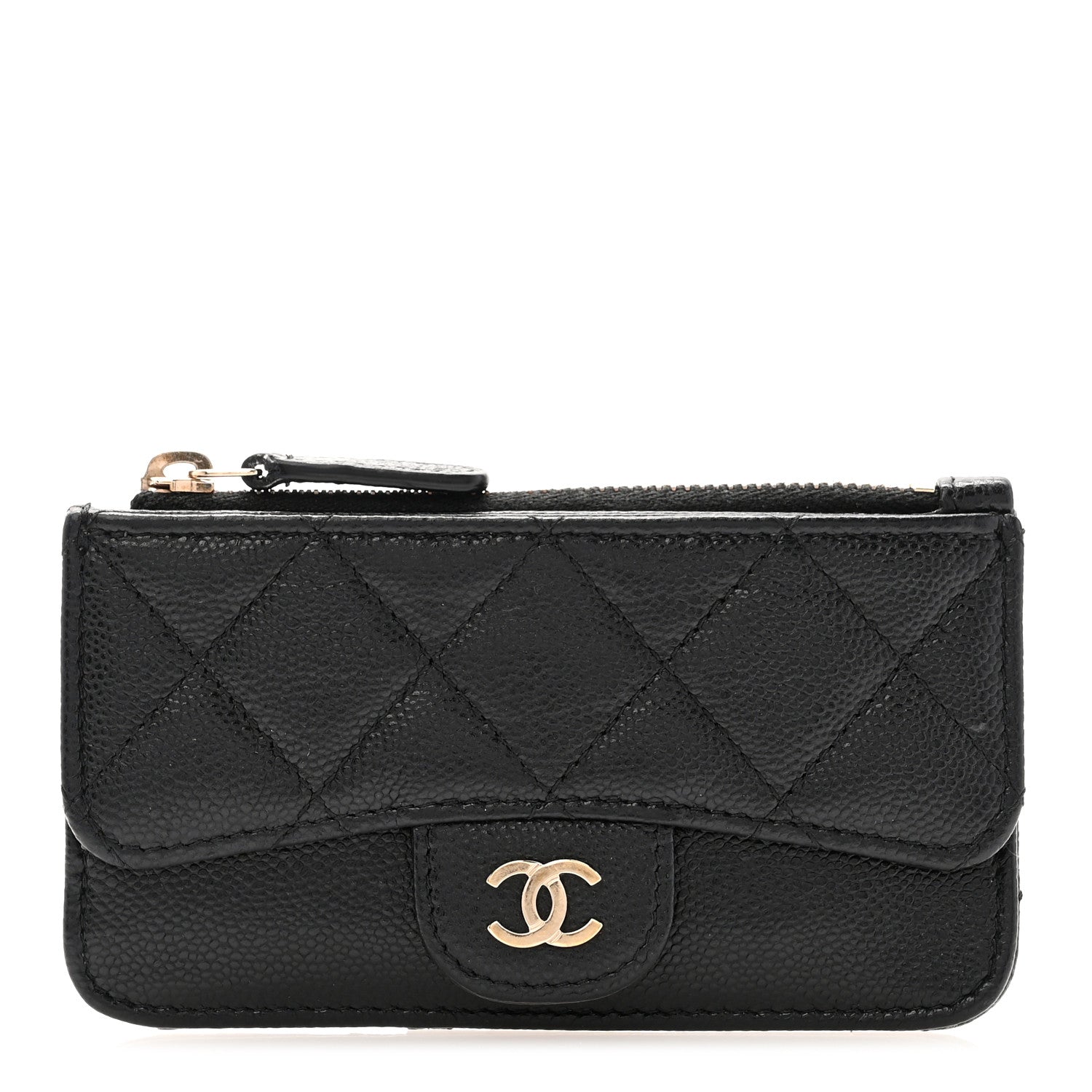 Chanel Caviar Quilted Flap Zip Card Holder Black 1 of 11