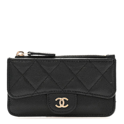 Chanel Caviar Quilted Flap Zip Card Holder Black 1 of 11