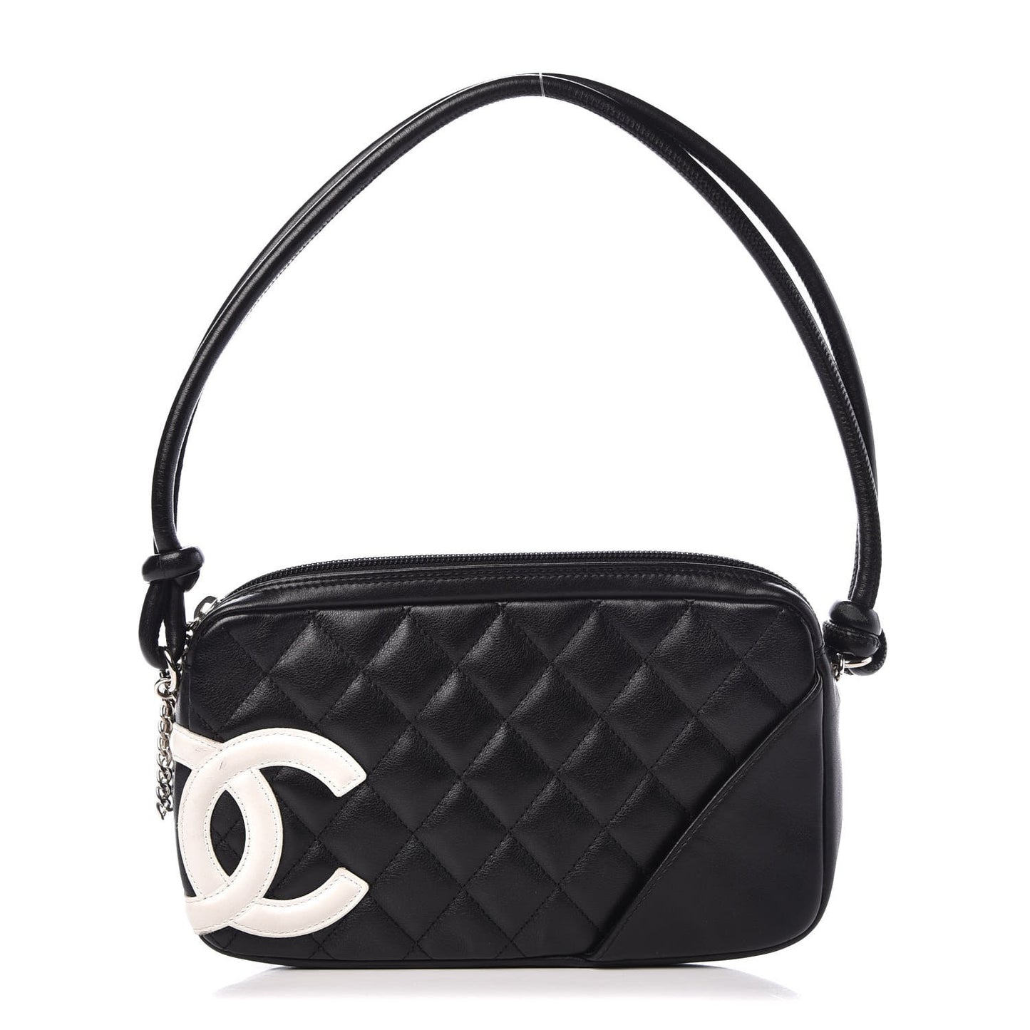 Calfskin Quilted Cambon Pochette Black White