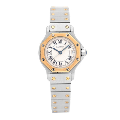 Cartier Stainless Steel 18K Yellow Gold 25mm Santos Octagon Quartz Watch 1 of 4
