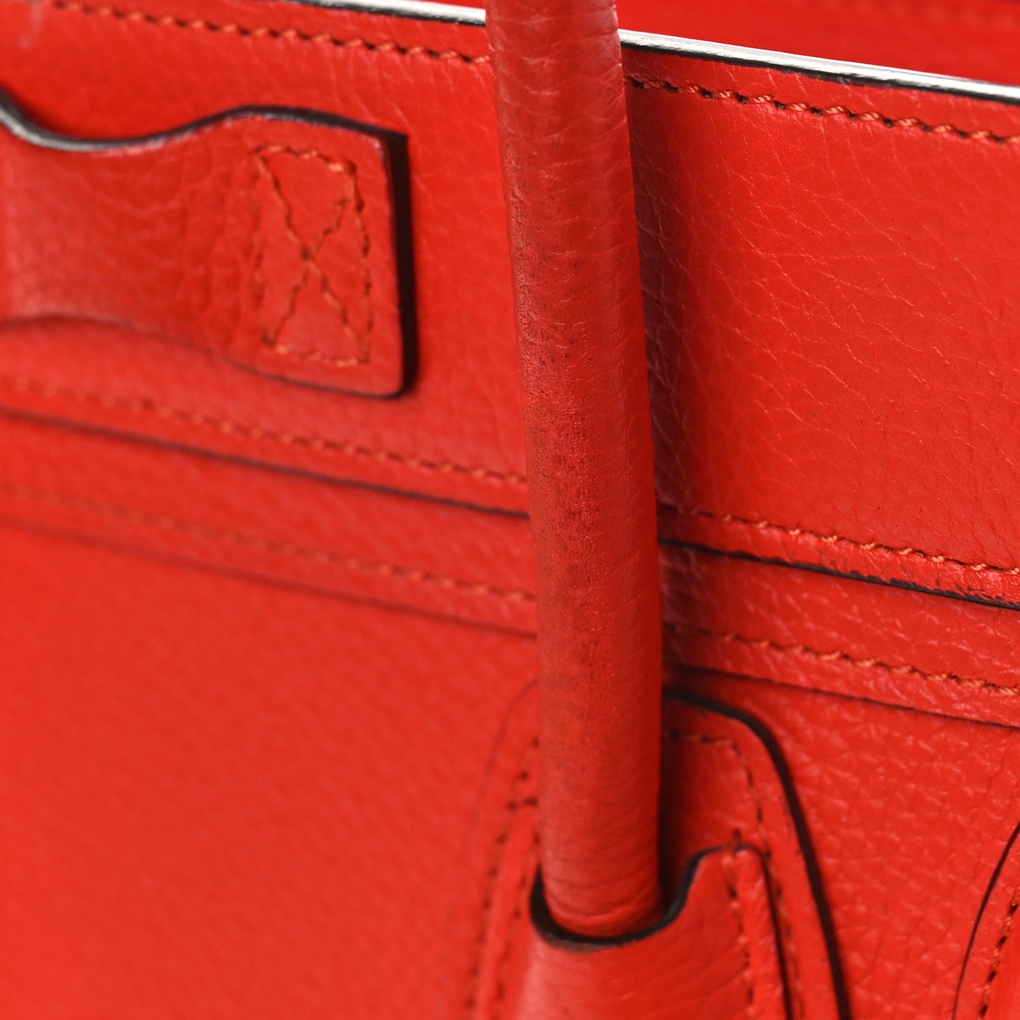 Drummed Calfskin Nano Luggage Vermillion