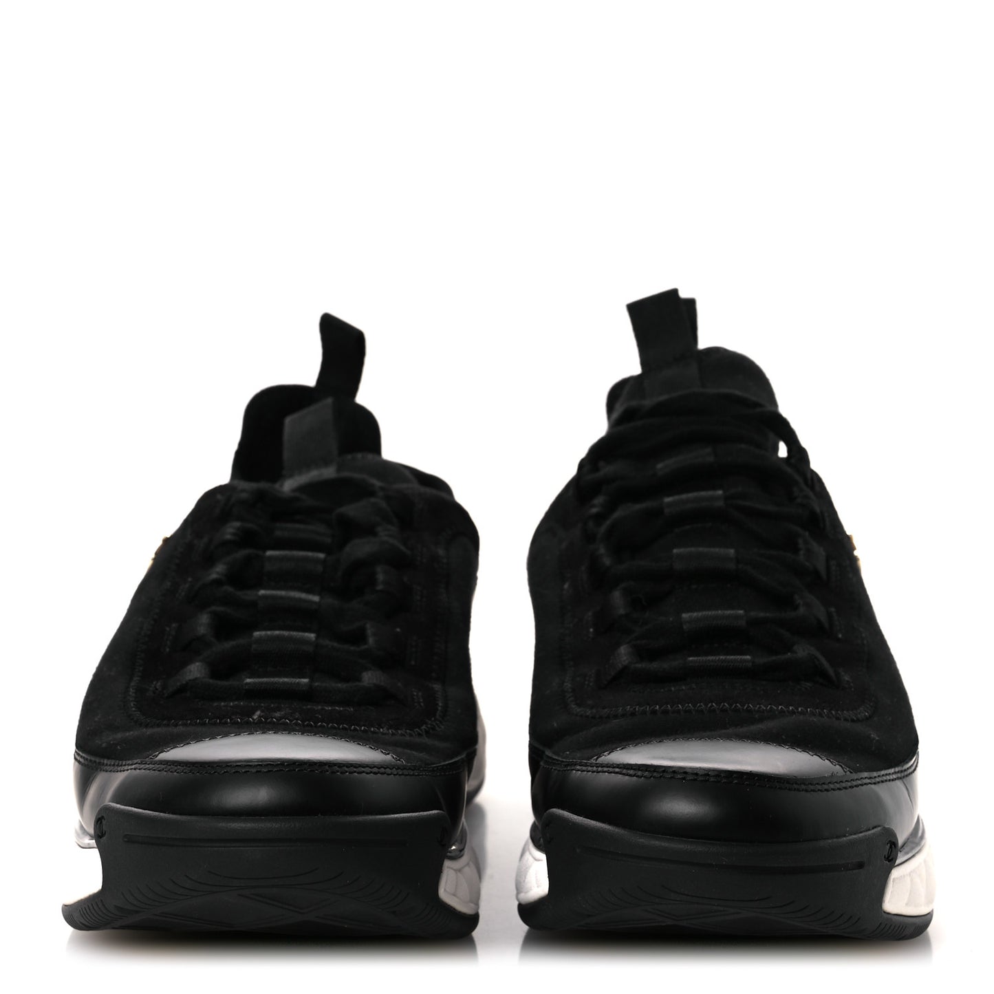 Velvet Calfskin Mixed Fibers CC Sneakers 40.5 Black