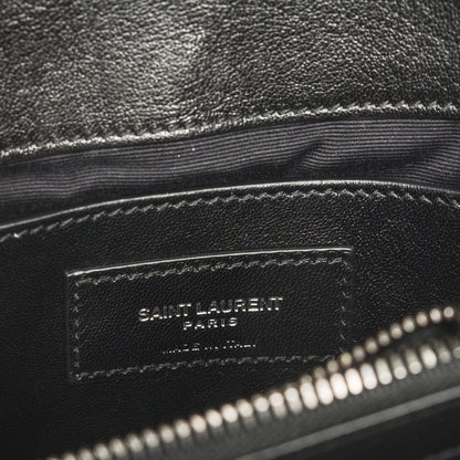 Saint Laurent Sheepskin Matelasse Chevron Monogram Medium College Bag Black 7 of 8