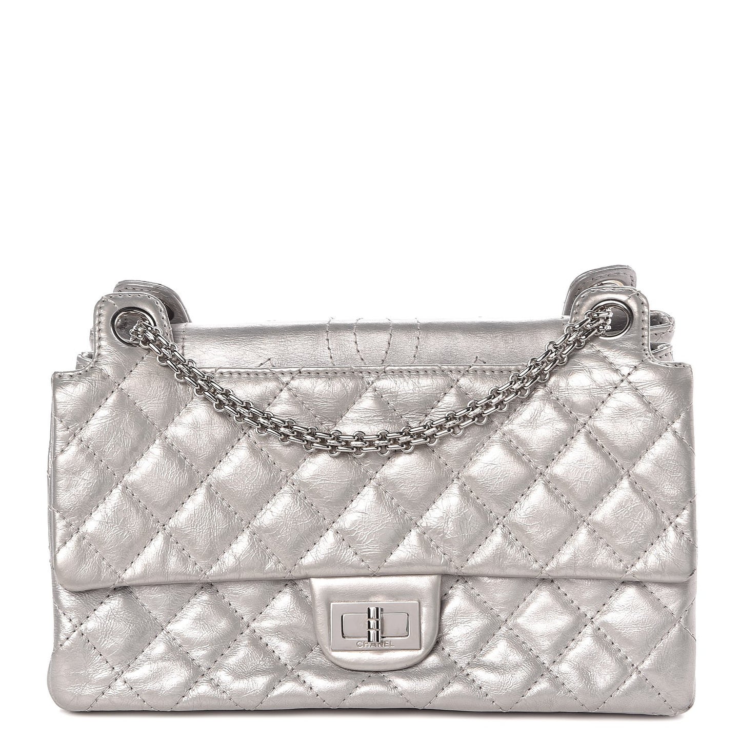 Metallic Aged Calfskin Quilted Reissue 2.55 Accordion Flap Silver