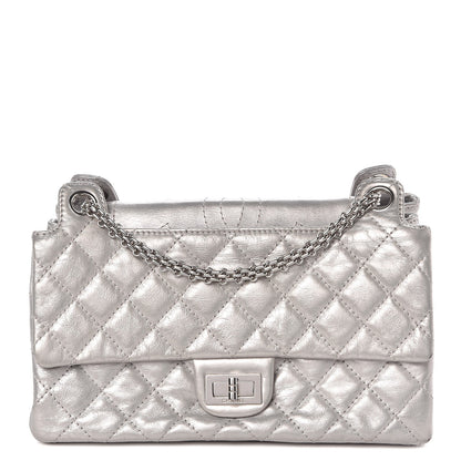 Chanel Metallic Aged Calfskin Quilted Reissue 2.55 Accordion Flap Silver 2 of 24