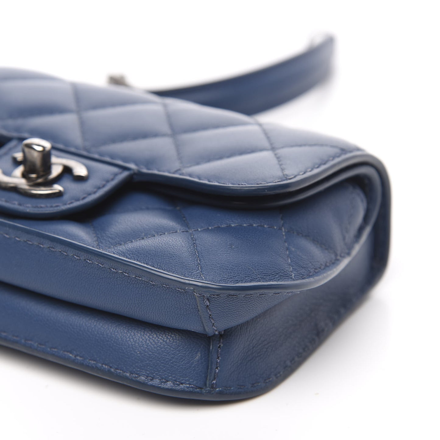 Lambskin Quilted Mini Natural CC Flap Blue