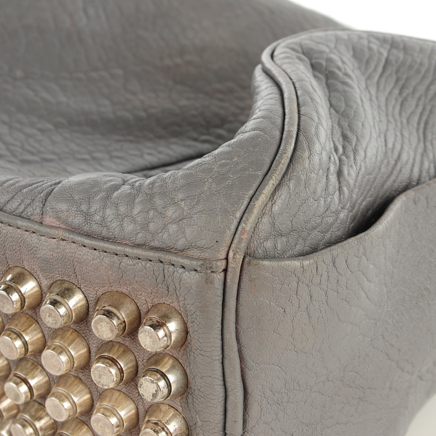 Pebbled Lambskin Rocco Oyster Silver Hardware