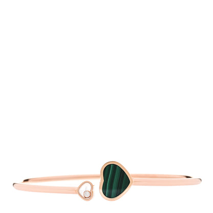Chopard 18K Rose Gold Diamond Malachite Happy Hearts Bangle Bracelet 1 of 6