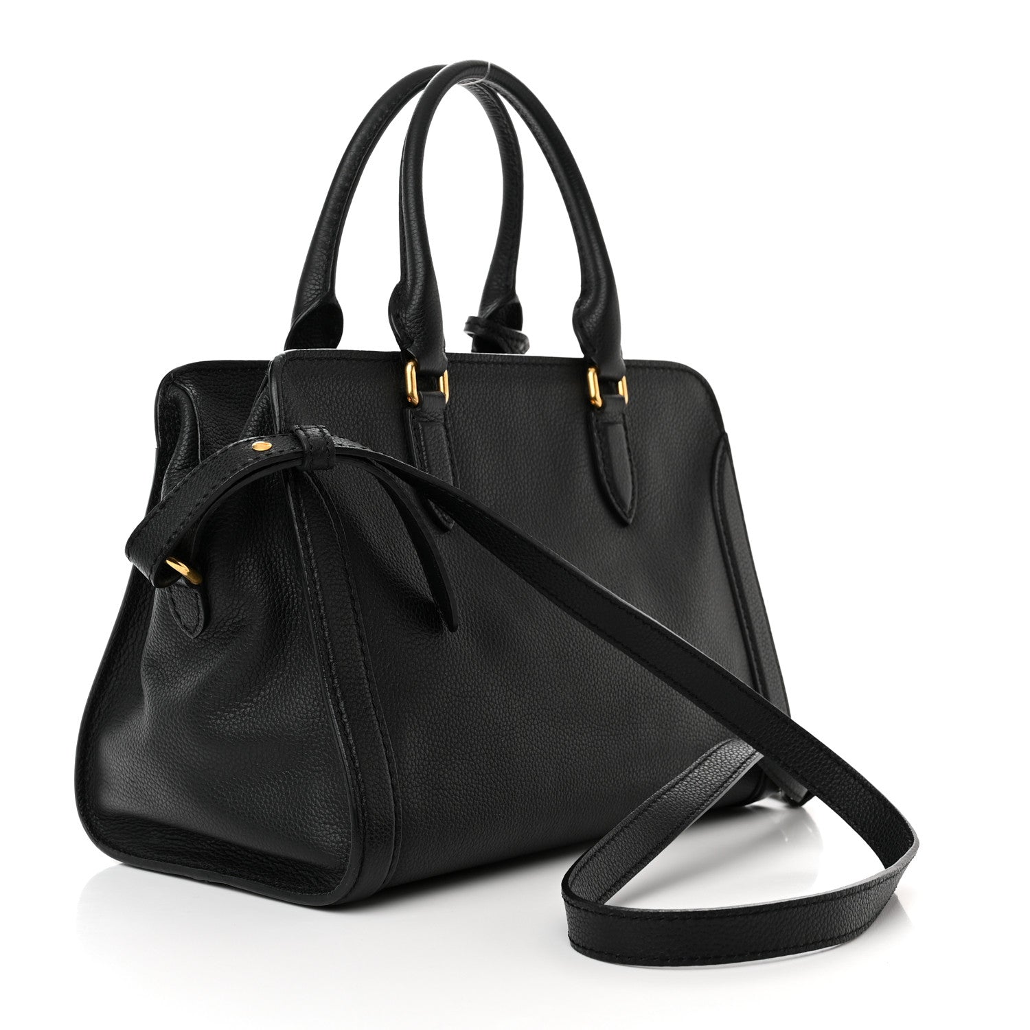 Alexander McQueen Pebbled Calfskin Small Skull Padlock Zip Around Tote Black 3 of 12