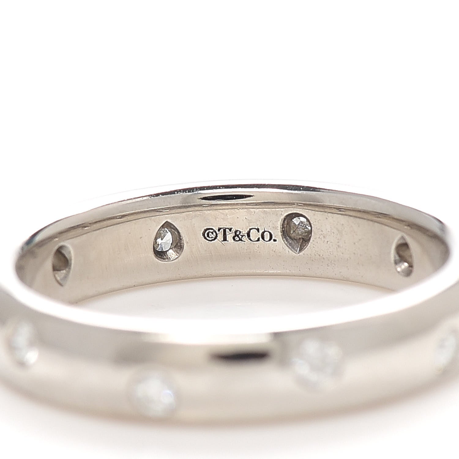 Tiffany Platinum Diamond 4mm Etoile Band Ring 56 7.5 5 of 6