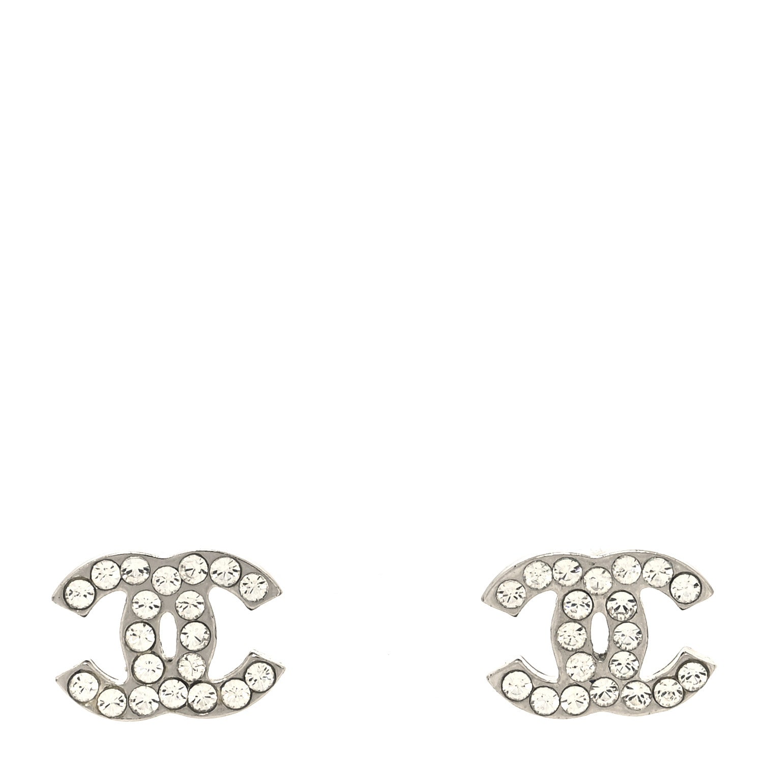 Chanel Crystal CC Earrings Silver 1 of 5