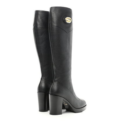 Gucci Austin Calfskin Interlocking G Knee High Boots 36.5 Black 4 of 11