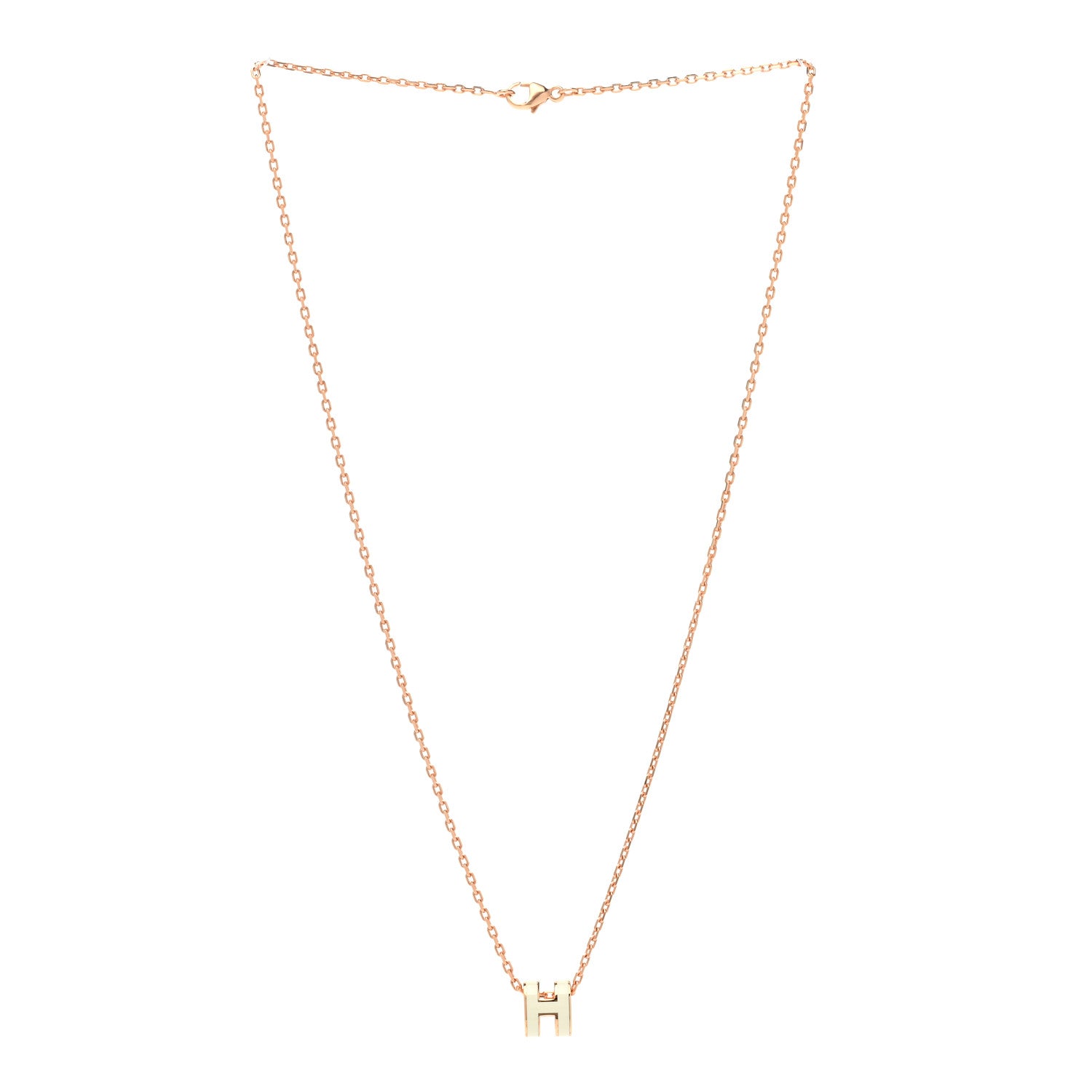 Hermes Lacquered Rose Gold Mini Pop H Pendant Necklace White 3 of 8