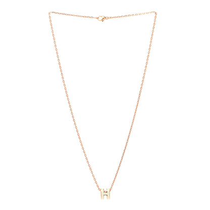 Hermes Lacquered Rose Gold Mini Pop H Pendant Necklace White 3 of 8