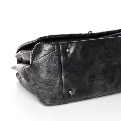 Chanel Metallic Aged Calfskin Quilted Large Pondichery Flap Dark Grey 6 of 10