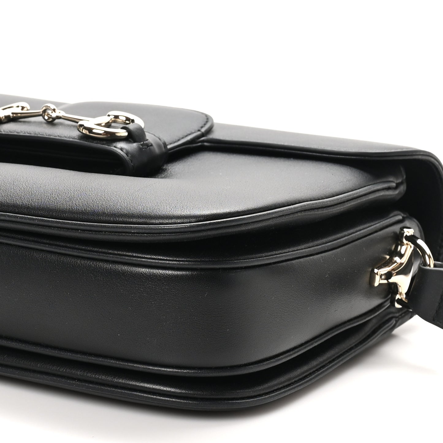 Ciny Lux Calfskin Horsebit 1955 Soft Small Shoulder Bag Black