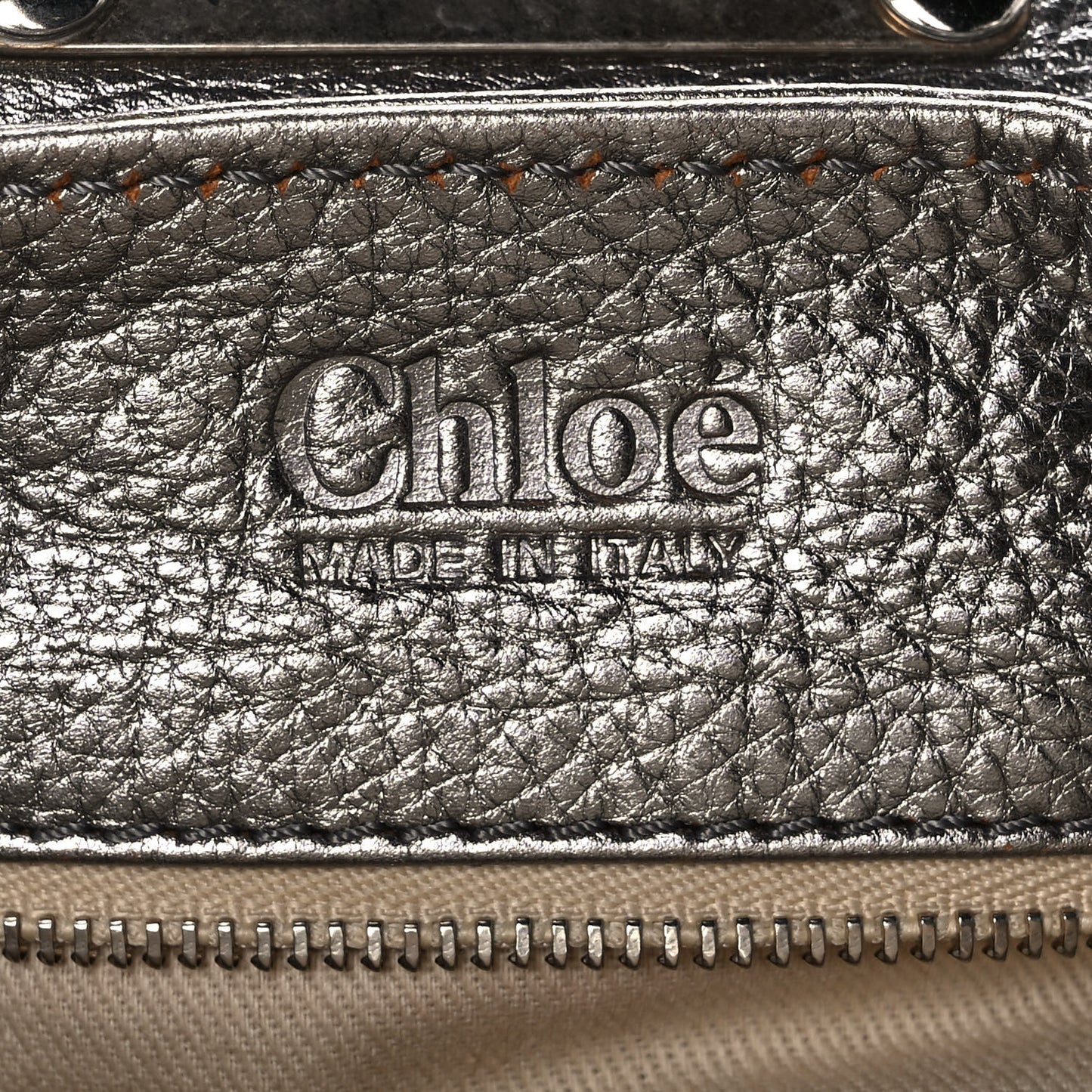 Metallic Calfskin Paddington Satchel Silver