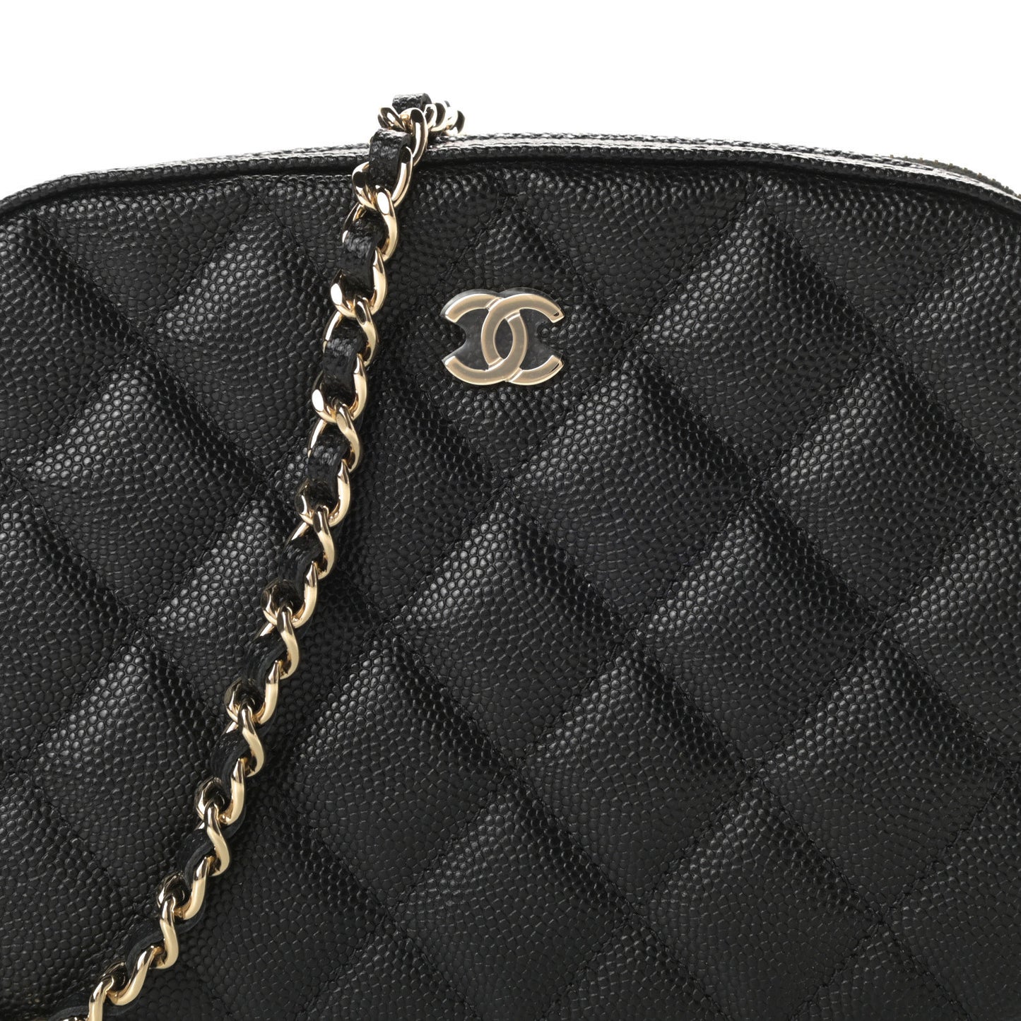 Caviar Quilted Vanity With Chain Black