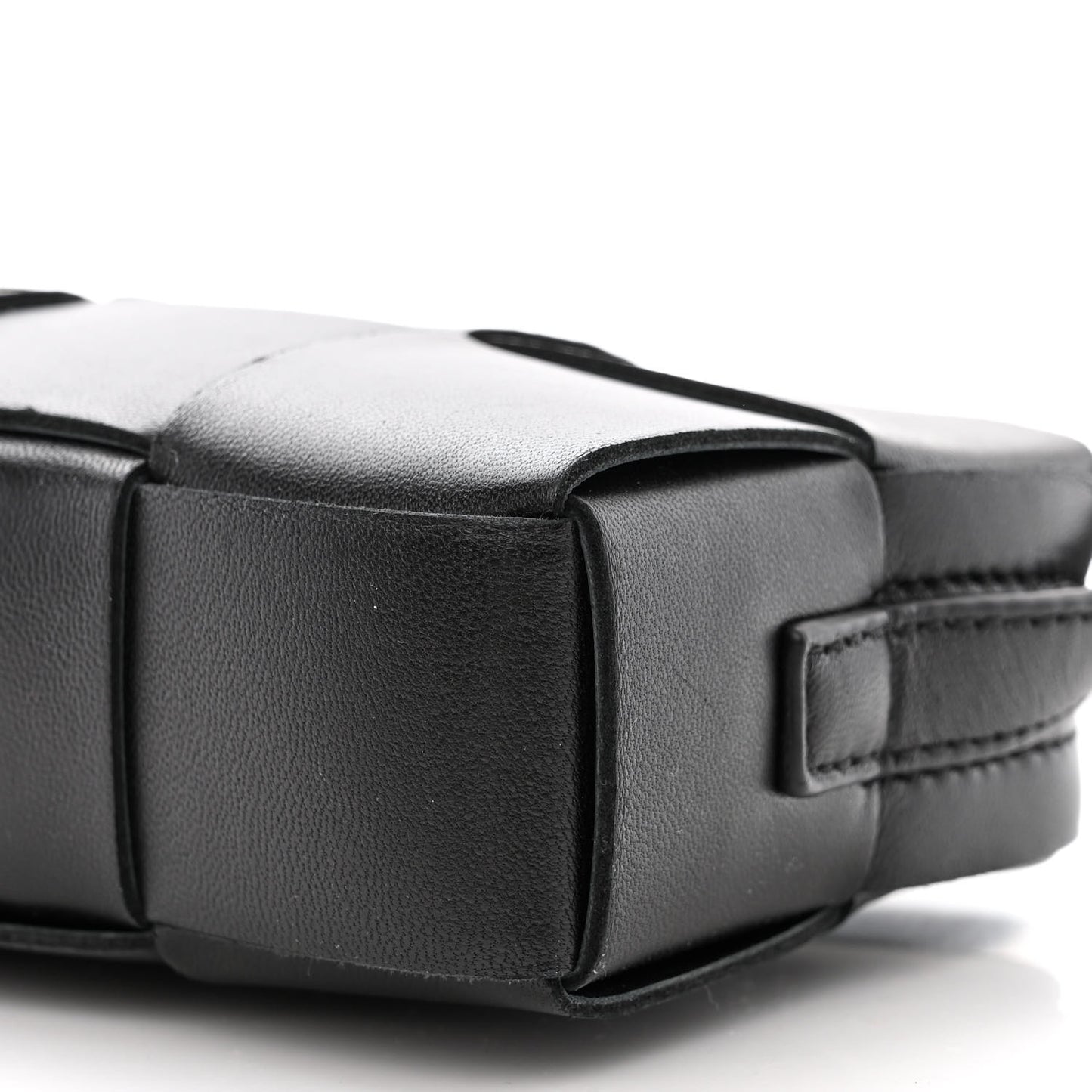 Lambskin Maxi Intreccio Cassette Phone Pouch Crossbody Bag Black