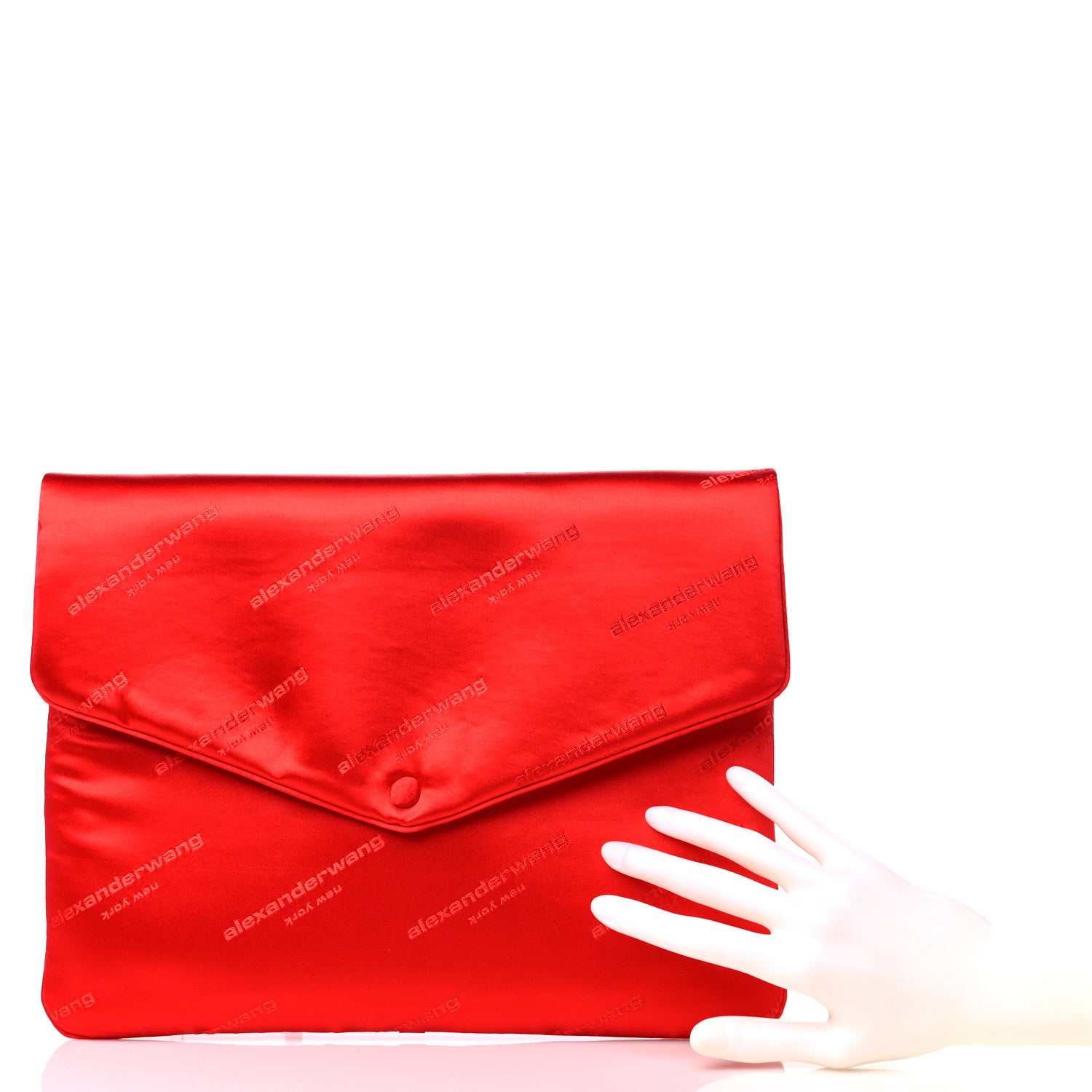 Alexander Wang Jacquard Satin Diagonal Logo Large Envelope Pouch Bright Red 2 of 11