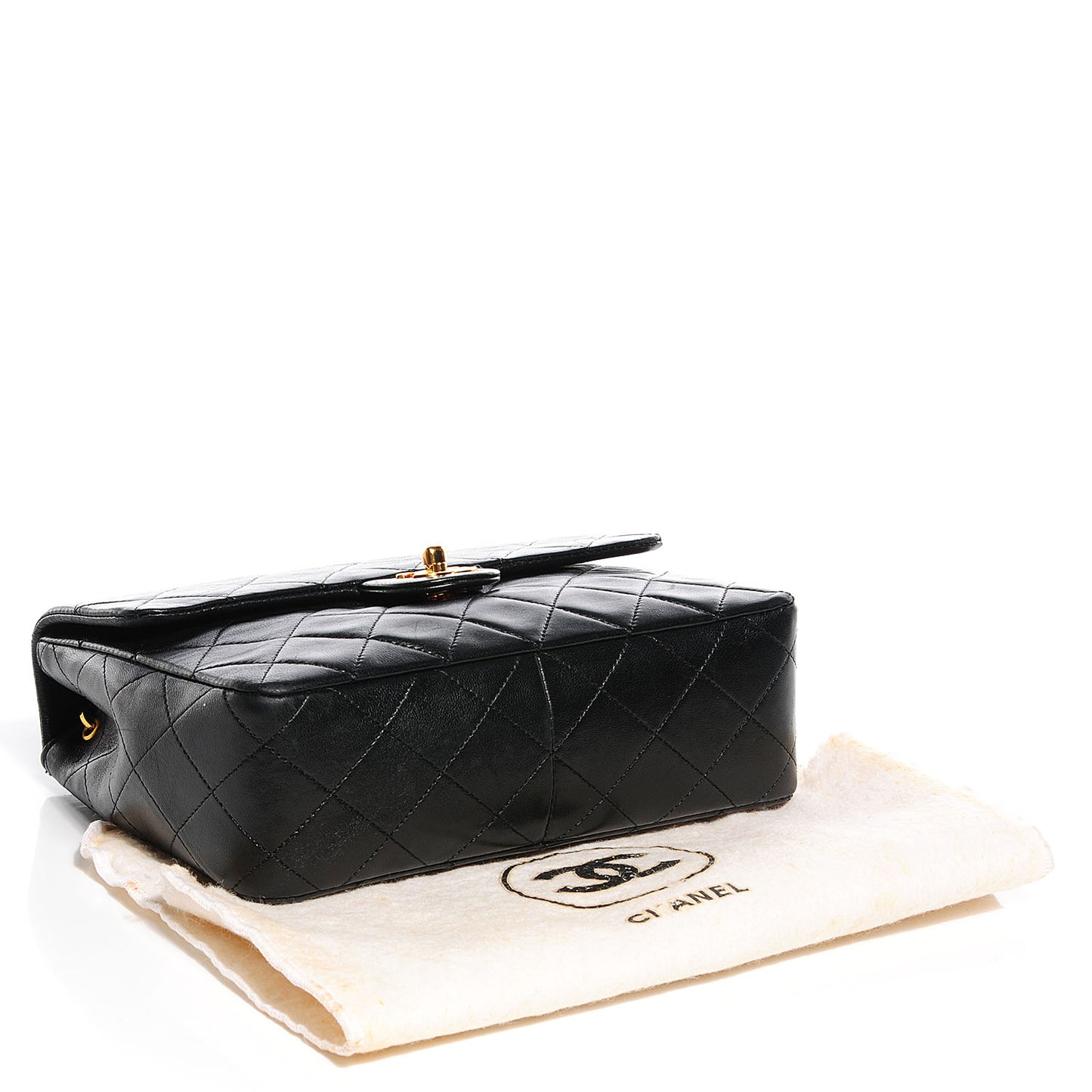 Lambskin Quilted Mini Square Flap Black