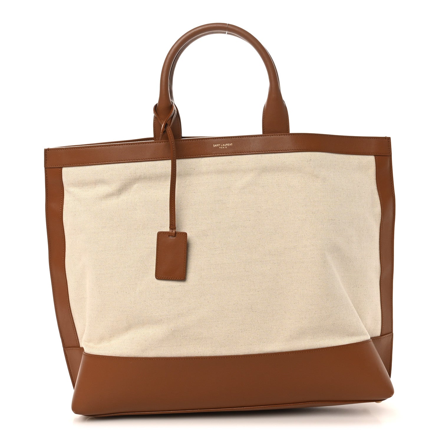 Saint Laurent Calfskin Linen Two Tone Cabas Tote Beige 1 of 10