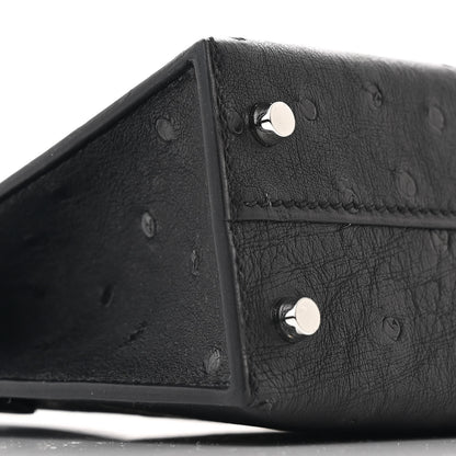 Hermes Ostrich Kelly Sellier Mini 20 Black 9 of 11