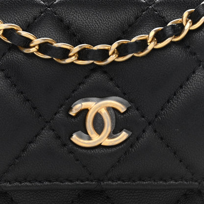 Chanel Lambskin Quilted Pearl Crush Clutch With Chain Black 9 of 13
