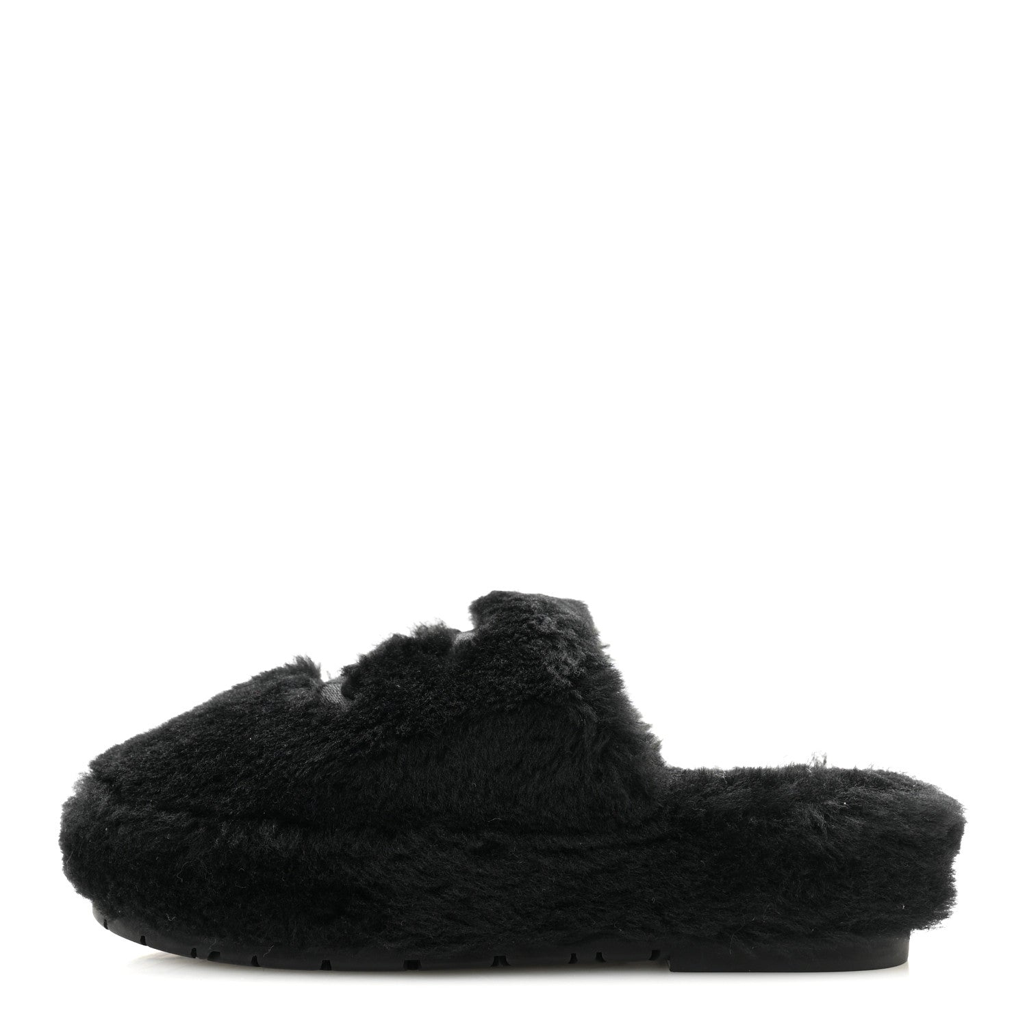 Chanel Shearling CC Flat Mules 35 Black 1 of 13