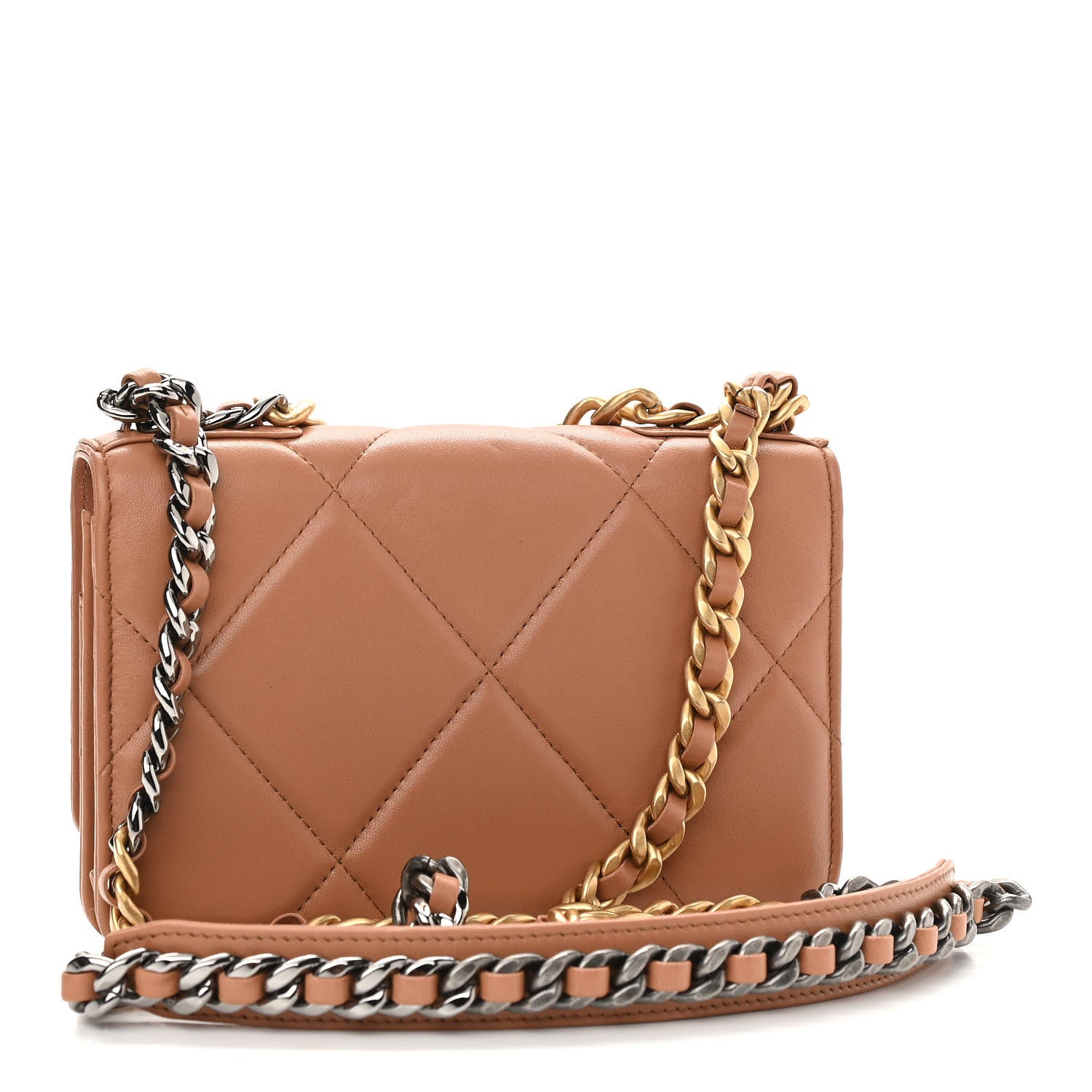 Chanel Lambskin Quilted Chanel 19 Wallet On Chain WOC Brown 3 of 12