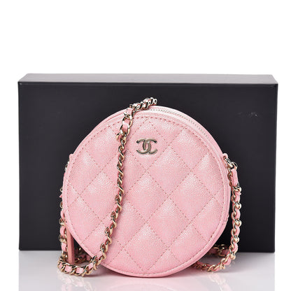 Chanel Iridescent Caviar Quilted Round Clutch With Chain Pink 8 of 8