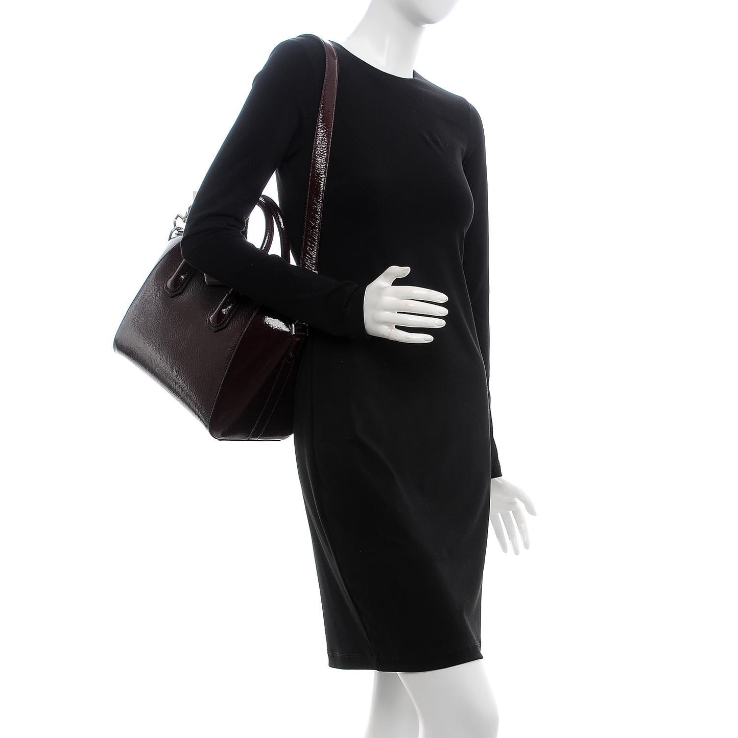Crinkled Patent Calfskin Small Antigona Aubergine