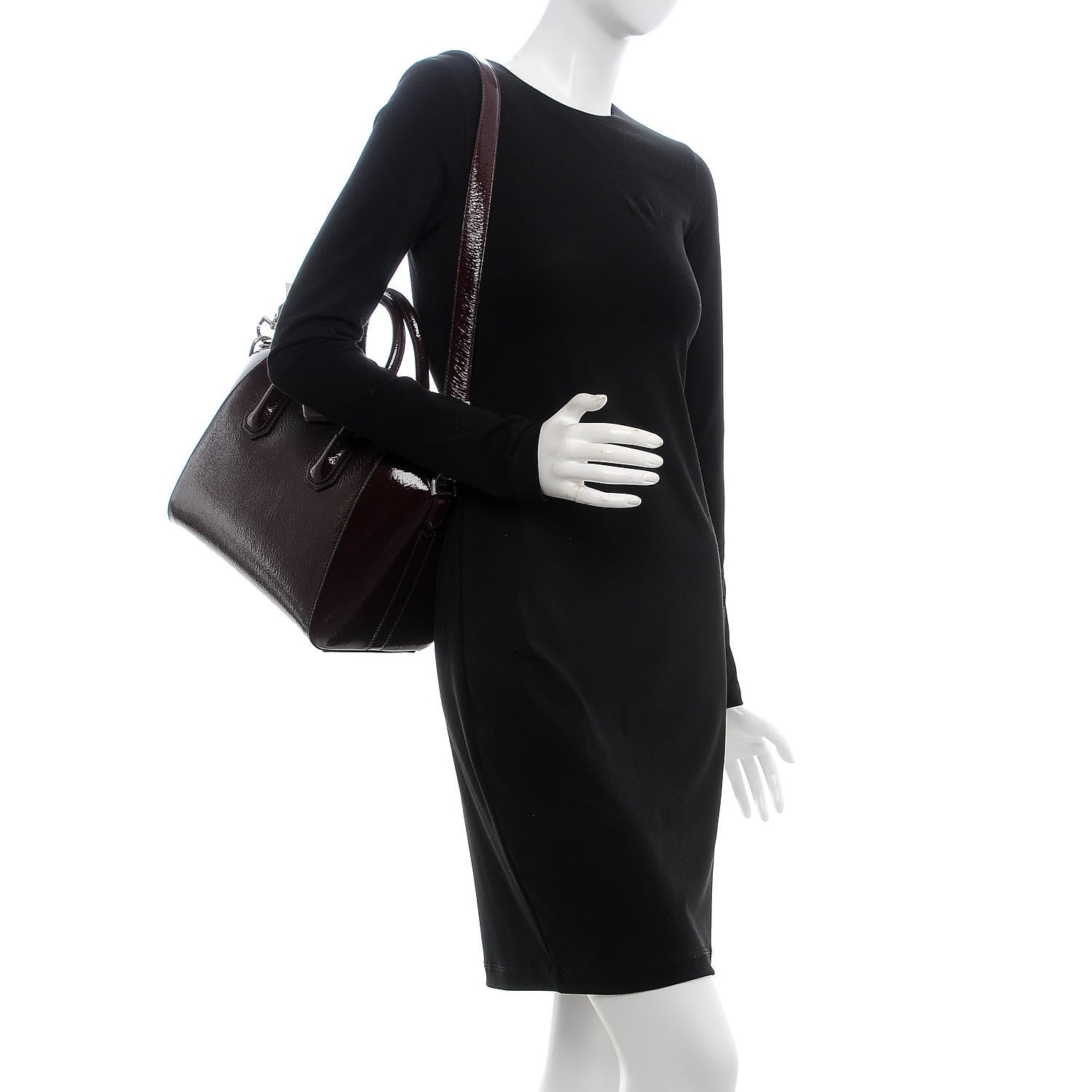 Givenchy Crinkled Patent Calfskin Small Antigona Aubergine 2 of 7