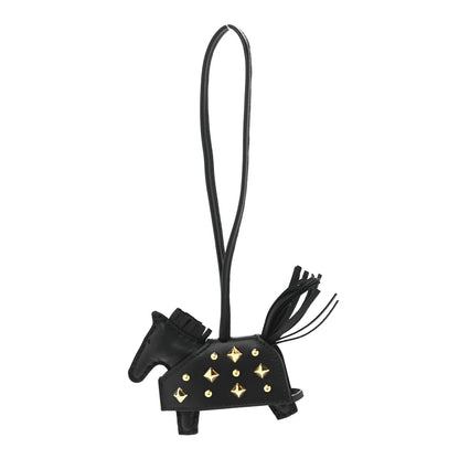 Hermes Milo Lambskin Studded Grigri Rodeo Robeo Rock Horse Bag Charm PM Black 1 of 5
