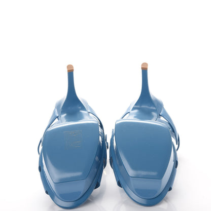 Saint Laurent Patent Tribute 75 Platform Sandals 37.5 Blue Royal 5 of 9