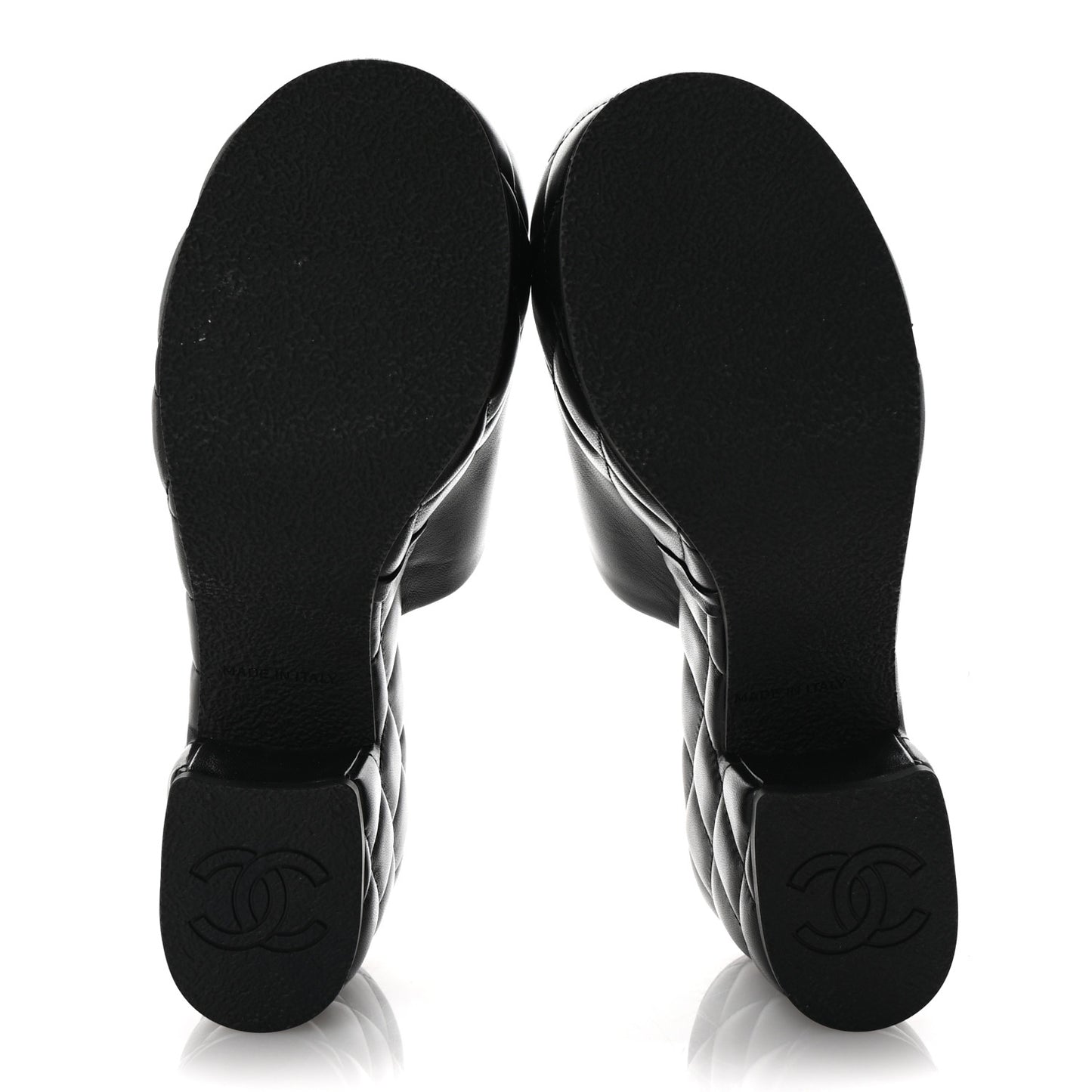 Lambskin Quilted CC Platform Mules 37 Black