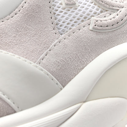 Chanel Suede Calfskin Fabric CC Sneakers 41 White Grey 9 of 14